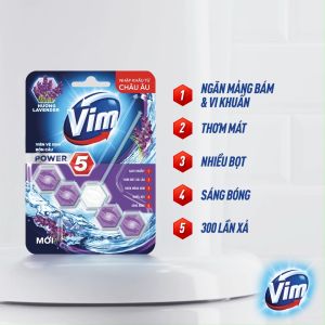Combo 9 Viên Treo Vệ Sinh Bồn Cầu Vim Power 5 | Sạch Thơm Đến 300 Lần Xả (50g/viên) (bao bì tùy lô nhập hàng)