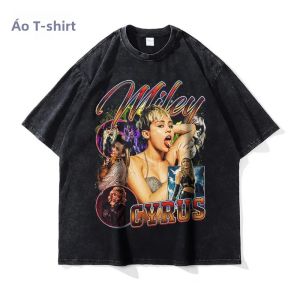 Áo Thun Oversized Vintage Miley Cyrus Chất Liệu 100% Cotton Tay Ngắn In Kỹ Thuật Số Phong Cách Y2K Harajuku Dành Cho Nam Và Nữ Ca Sĩ.