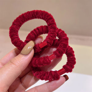 Dây Buộc Tóc Nhung Tơ Đỏ Đàn Hồi Cơ Bản Tập Hợp Lớn Màu Đỏ Cảm Giác Cao Cấp Màu Trơn Phong Cách Hàn Quốc Dây Buộc Tóc Thun Buộc Tóc Băng Lụa Nữ
