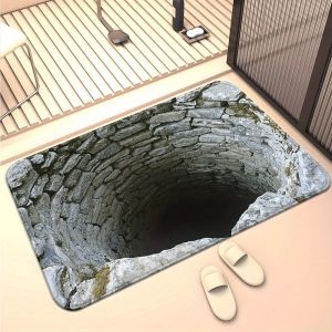 VIKAMA 3D Ocean Visual Bath Mat—Absorbent Non-slip Floor Mat for Bathroom Entrance & Entryway Doormat