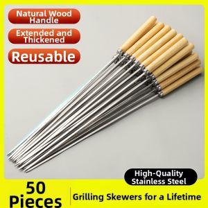 Durable Wood Handled BBQ Skewers