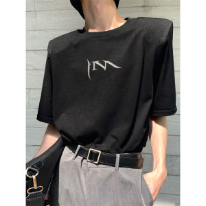 Trendy Three-Dimensional Printed Short Sleeve Niche Design Padded Shoulder