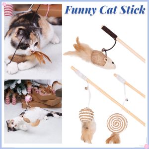Cat Toy Pet Teaser Play Bell Feather Stick Mouse Interactive Funny Cat Stick
