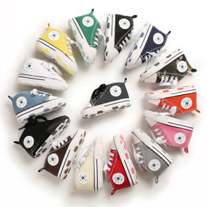 Baby Shoes Boys Baby Girls Classic Canvas Casual Sneakers Newborn Star First Walker Toddler Soft Sole Non-Slip Walking Shoes