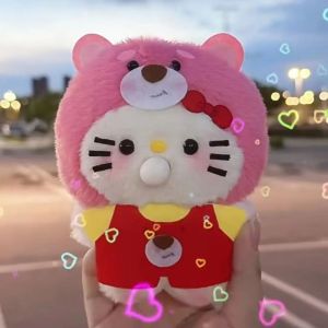 Hello Kitty Keychain Toy Speaking Bubble Blowing 3D Cat Doll DIY Material Plush Hanging Ornament for All Ages