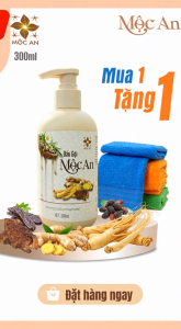 MUA 1 TẶNG 1 KHĂN MẶT CAO CẤP 300ml MỘC AN Dầu Gội Thiên Nhiên - Thành Phần Nhân Sâm Gừng Bồ Kết Hà Thủ Ô Bồ Hòn Cỏ Mần Trầu Ngũ Sắc - Dưỡng Tóc Khỏe Mượt Không Silicon