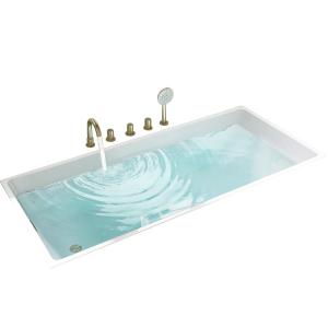 GUOGAN | Compact Inbuilt Rectangular White Double-person Bathtub
