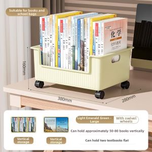 WEIKAMAYI | Desk Under Bag Organizer with Wheels Book Organization Storage Rack