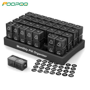 Monthly Pill Organizer 2 Times A Day 31 Day Pills Box with AM PM Compartments Large Monthly Medicine Organizer for Vitamins