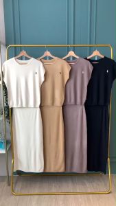 SET7357 Weekend Relax Knit Set Top n Long Skirt