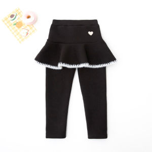 Thickened Fleece Warm Winter Trousers Skirt for Girls Childrens Clothing Korean Style mid Waist Long Pants Cotton Polyester