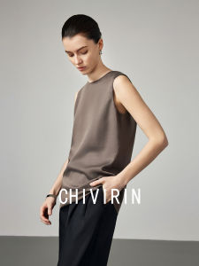 Chivirin Silk Lyocell Sleeveless Basic T-shirt Womens Summer Breathable Commuting Vest Simple Design Quick Dry Regular Fit
