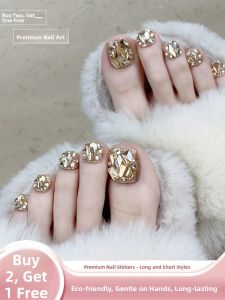 MONLEYTA | Wearable Diamond Foot Nail Patches Short Design Finished Product High-End Feelings New 2025 Foot Toenail Beauty Nail
