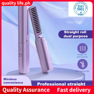 Wireless Hair Straightener for Travel Mini Straightener Wireless Straightener Curling and Straightening 2 in 1 Rechargeable Portable USB Hair Straightener