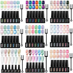7pcs Cat Magnetic Gel Nail Polish Set Long Lasting Glitter Soak Off UV LED Vernis Gel Kit for Manicure DIY Design Nail Supplies