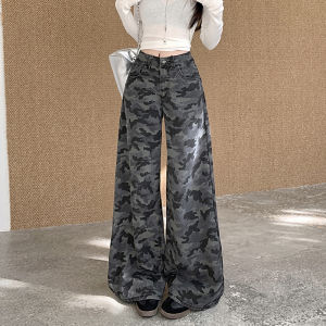 Quần Jeans Denim Ống Rộng Cạp Cao Quần Dài Cổ Điển Cho Nữ Quần Dài Cao Cấp Màu Xanh Cổ Điển Có Túi Quần Dài Thường Ngày