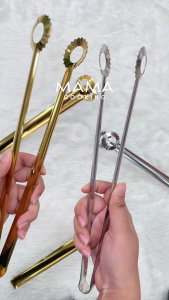 Mama Cooking - เครื่องสำอางที่เหมาะสมสำหรับกิจกรรมที่ต้องการที่คีบเทมปุระ ที่คีบเนื้อย่าง ที่คีบอาหาร สแตนเลส สีเงิน สีทอง ขนาด 12 นิ้ว