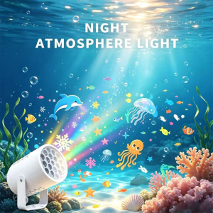 Colorful Ocean World Pattern LED Projector Light Rotating Dancing Lamp for Kids Bedroom Living Room Christmas