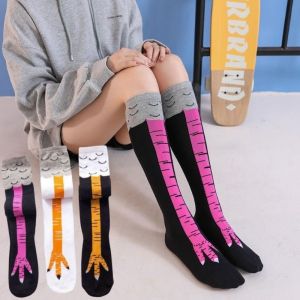 Women Funny 3D Chicken Socks Print Cartoon Cosplay High Flexibility Thigh High Sock Fashion Thin Toe Feet