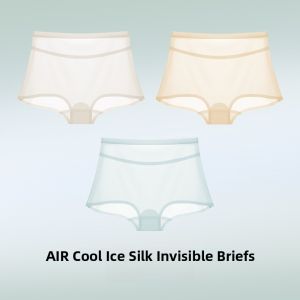MiiOW | Antibacterial Ice Silk Seamless Womens Underwear Thin Flat Angle Shorts High Waist Comfortable Cotton Youth Summer Briefs