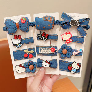 Girls Fashionable Titanium Cat Hair Clip Childrens Denim Hair Accessories Elegant Hair Bands for Straight And Curly Hair