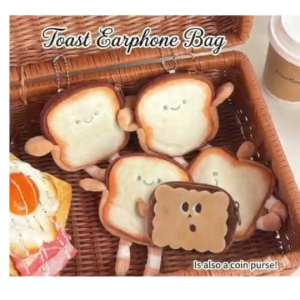 Toast Plush Coin Purse Pendant Pouch Mini Storage Wallet Bag