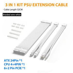 PSU Extension Cable Motherboard Cable 24Pin ATX/8Pin EPS/6+2Pin PCIe18AWG Sleeved with CombsFit Universal Case Compatibility
