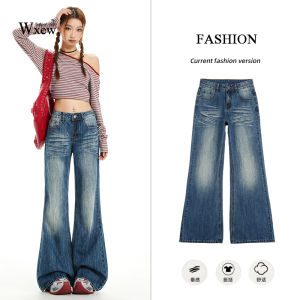 Retro American Low Waist Bell Bottom Jeans Womens Heavy Duty Long Pants Bamboo Design Sensation Slimming Effect Denim Skinnies