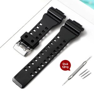 Dây Đeo Đồng Hồ Cao Su Màu Đen 16mm Tương Thích Với Casio G-SHOCK G-8900 GA-100 120 110GB - Dây Đeo Thay Thế Cho Đồng Hồ Truyền Thống