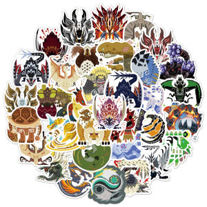 100 Sheets New Arrival Monster Hunter Graffiti Stickers Laptop Tablet Guitar Trolley Case Car Phone Back Shell Electric Bicycle Helmet Hand Account Stationery Storage Box Refrigerator Waterproof Stickers DIY