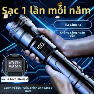 BAIXITANG | Đèn Pin LED Siêu Sáng Có Thể Nạp Lại Dễ Mang Đi Thiết Kế Nhỏ Gọn Màn Hình LCD Hiển Thị Số 3 Mức Điều Chỉnh Ánh Sáng Dùng Cho Cắm Trại Đi Bộ Ngoài Trời An Toàn Cho Trẻ Em