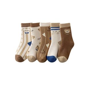 5 Đôi Tất Dày Giữ Ấm Mùa Đông Cho Bé Trai Họa Tiết Gấu Hoạt Hình Sọc Thoáng Khí Mềm Mại Chất Liệu Chải Kỹ Dành Cho Trẻ Em Từ 1-12 Tuổi