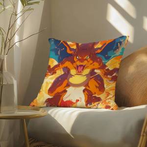 Bandai | Pokemon Manga Style Artwork Plush Pillow Cover Soft Short Plush Cushion Cover For Sofa Bedroom Home Decor Gift