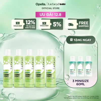 Bộ 5 chai Sữa Tắm Gội Trẻ Em Lactacyd Baby Extra Milky Làm Sạch Dịu Nhẹ và Dưỡng Ẩm Vượt Trội 250ml/chai