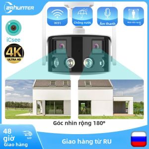 Camera IP 4K 8MP Giám Sát Ngoài Trời Có Kết Nối WiFi Với 180 °   Camera Thông Minh An Ninh CCTV Chống Nước Tầm Nhìn Ban Đêm Màu Sắc 4MP Góc Rộng ICSEE
