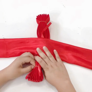 [SG READY STOCK] Chinese Wedding Red Flower Ball Red Cloth Ribbons for Door | Grand Opening Ribbon 花球门红布帘