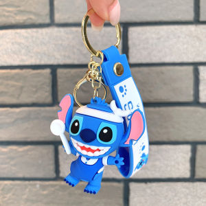 Stitch Surf Keychain - Hawaiian Beach Style Keyring Disney Summer Vacation Accessory for Swim Bag & Towel Halloween gifts
