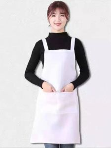 Tạp dề màu trắng Nhà máy thực phẩm kiểu K Nhà hàng phục vụ đồng phục nhân viên Yếm thời trang polyester cho nam và nữ