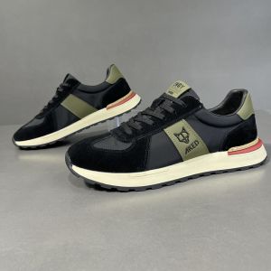 Mens New Sport Shoes Genuine Leather Thick Bottom Lightweight Casual Trendy Running Shoes Comfortable Breathable Rubber Sole