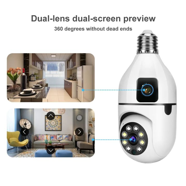 Dual Lens V380 Pro Bulb CCTV Camera buy 1 take 1 Dual Screens new ...