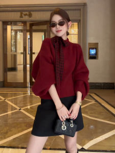 SUSIEYUAN | Youthful Red Sweater Dress for Early Spring