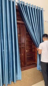 Rèm Cửa Màu Xanh Dương Cao Từ 1m đến 3m2 Chất Liệu Vải Gấm Chống Nắng Tốt Nhiều Kích Thước