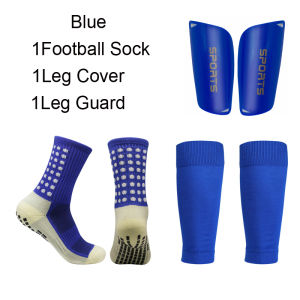 1 Combination set of adhesive point anti slip football socks and leg protection socks Leg Guard Volleyball Running Cycling Sock