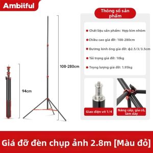 AMBITFUL | Chân đèn hợp kim nhôm khóa lật khí nén 2.8m