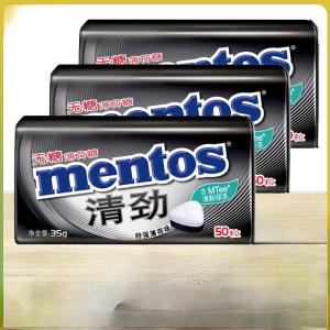 Mentos Strong Sugar-Free Mint Candy Iron Box 35g Approximately 50 Pieces Refreshing Strong Mint Cool Candy Snacks