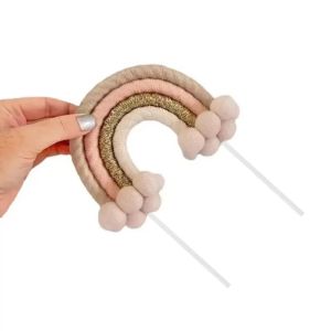 Rainbow Cake Topper Boho Style Party Decoration Colorful Cloth Topper for Birthday Wedding Celebration