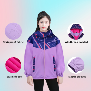 Dubbped Kids Rain Jacket Hooded Lined Rubber RainCoats for Girls Boys Waterproof Windproof Size 3-14Y