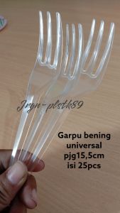 Sendok / Garpu Plastik Universal isi 25pcs Bening