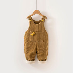 Red Dragon Year Corduroy Baby Boy Spring Autumn Bib Overalls Comfortable Breathable Cotton Polyester Blend Non-Fleece Lined