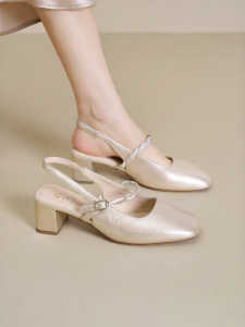 Josiny | Coarse Heel Womens Sandals Summer French Style